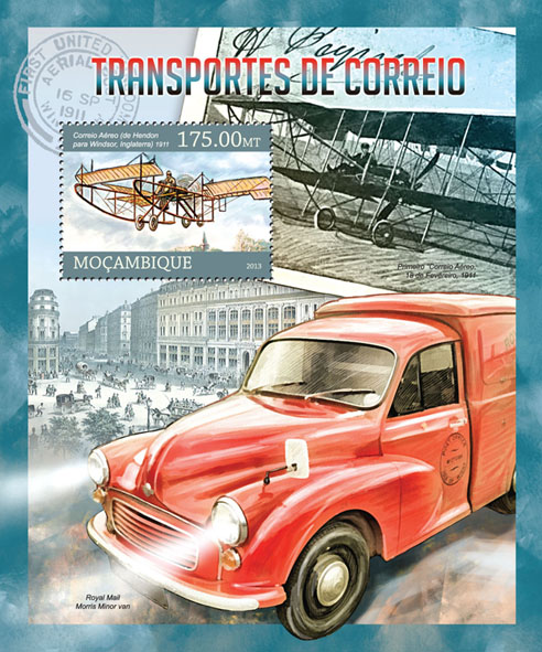 Mail transport. - Issue of Mozambique postage Stamps