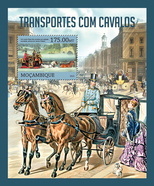 Transport with Horses. - Issue of Mozambique postage Stamps