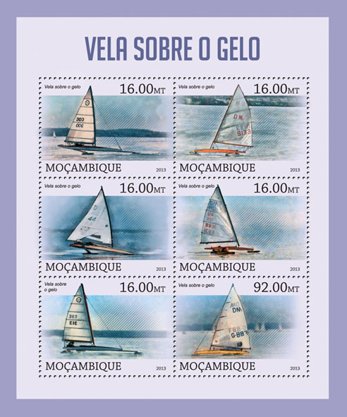 Sailing on the ice. - Issue of Mozambique postage Stamps