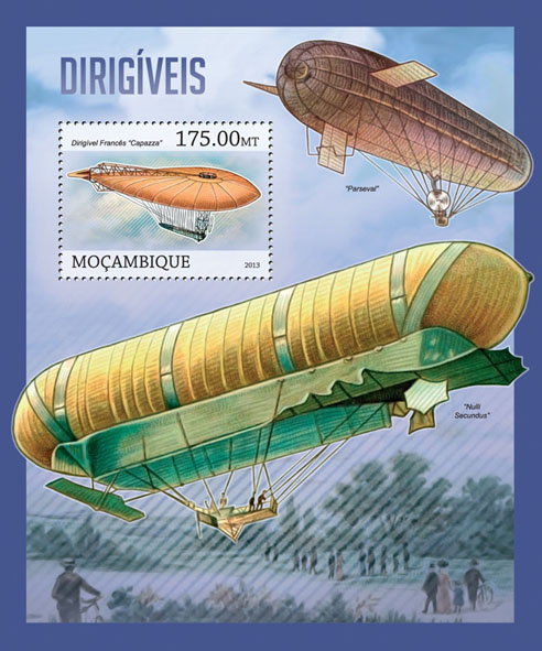 Dirigible - Issue of Mozambique postage Stamps
