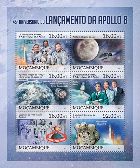 Apollo 8 - Issue of Mozambique postage Stamps