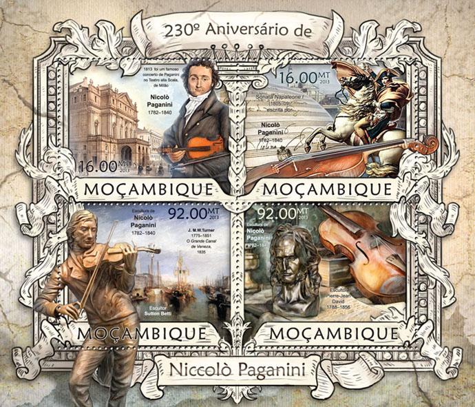 Niccolo Paganini - Issue of Mozambique postage Stamps