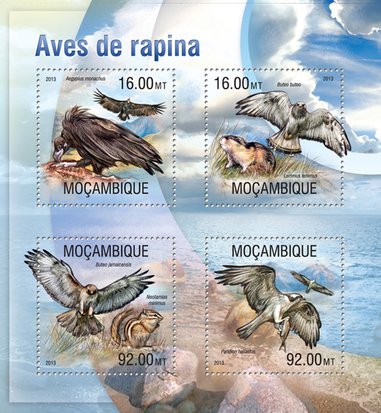 Birds of prey - Issue of Mozambique postage Stamps