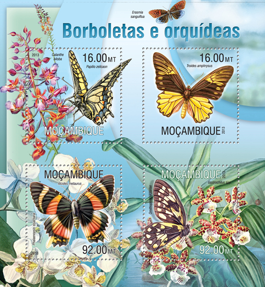 Butterflies and Orchids - Issue of Mozambique postage Stamps