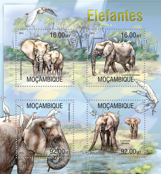 Elephant - Issue of Mozambique postage Stamps