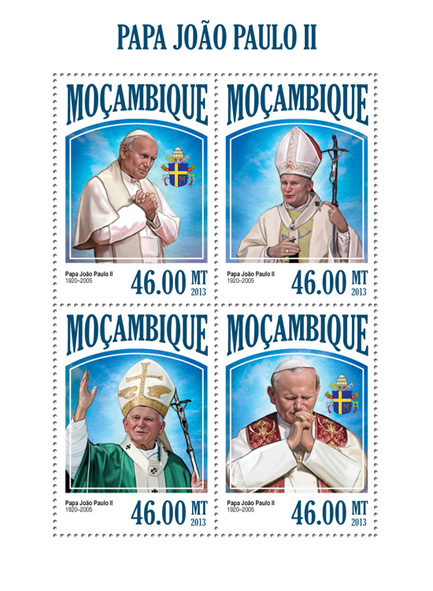 Pope John Paul II - Issue of Mozambique postage Stamps