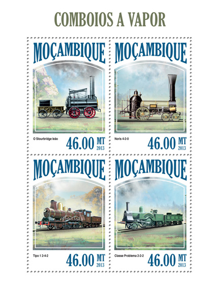 Steam trains - Issue of Mozambique postage Stamps