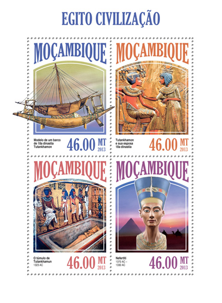Egypt civilisation - Issue of Mozambique postage Stamps