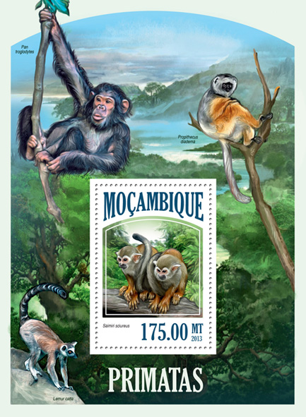 Primates - Issue of Mozambique postage Stamps