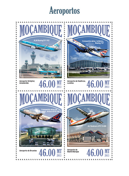 Airports - Issue of Mozambique postage Stamps