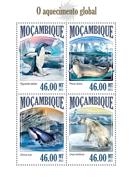 Global warming - Issue of Mozambique postage Stamps