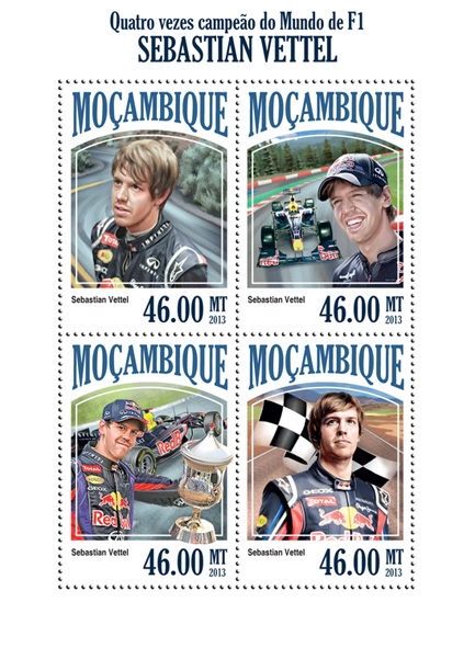 Sebastian Vettel - Issue of Mozambique postage Stamps