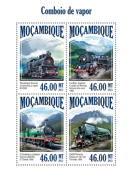 Steam Trains - Issue of Mozambique postage Stamps