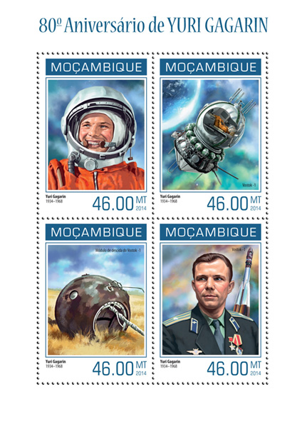 Youri Gagarine - Issue of Mozambique postage Stamps