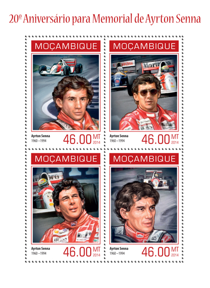 Ayrton Senna - Issue of Mozambique postage Stamps