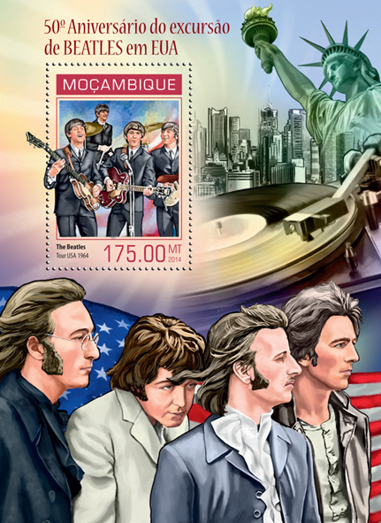The Beatles tour in the USA - Issue of Mozambique postage Stamps