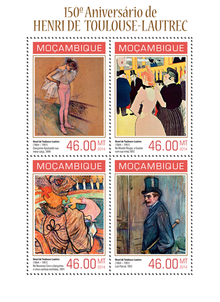 Henri de Toulouse - Lautrec - Issue of Mozambique postage Stamps