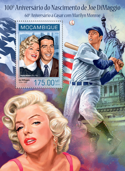 Joe DiMaggio - Issue of Mozambique postage Stamps