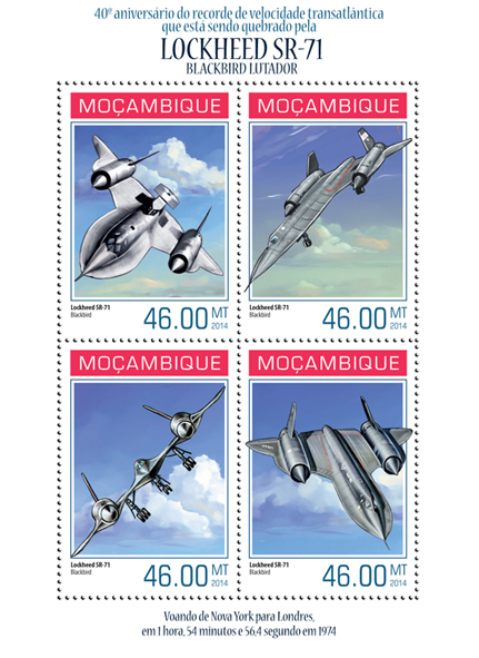Lockheed SR-71 Blackbird - Issue of Mozambique postage Stamps