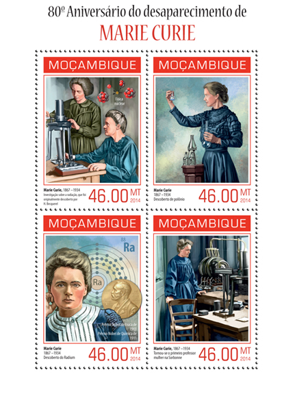 Marie Curie - Issue of Mozambique postage Stamps
