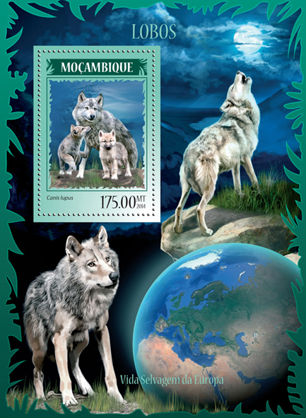 Wolves - Issue of Mozambique postage Stamps