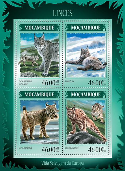Lynxes - Issue of Mozambique postage Stamps