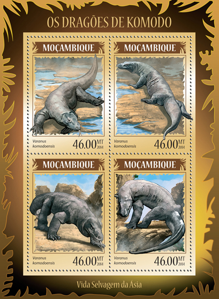 Komodo dragon - Issue of Mozambique postage Stamps