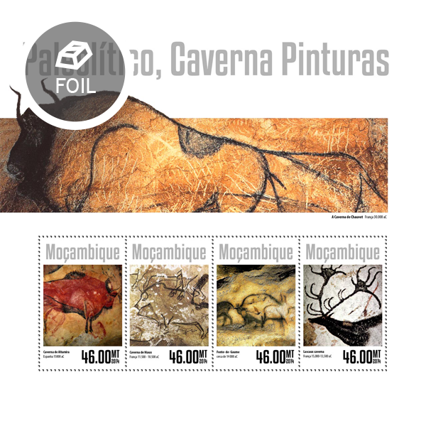 Paleolithic cave paintings - Issue of Mozambique postage Stamps