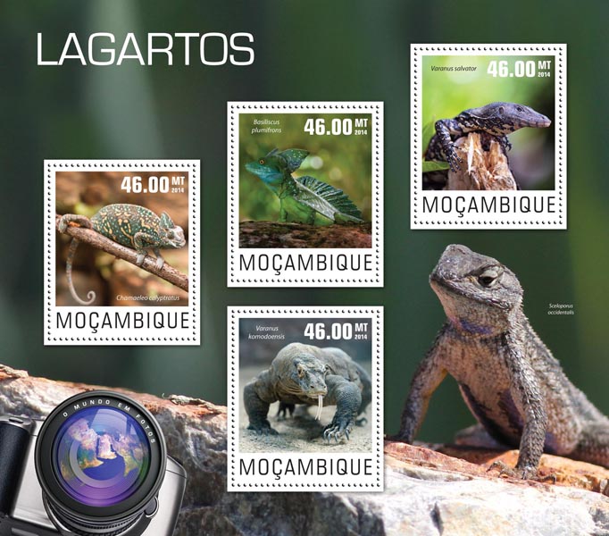 Lizards - Issue of Mozambique postage Stamps