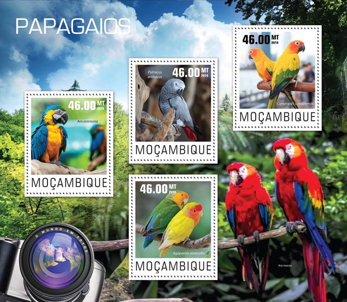 Parrots - Issue of Mozambique postage Stamps