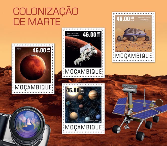 Colonisation of Mars - Issue of Mozambique postage Stamps