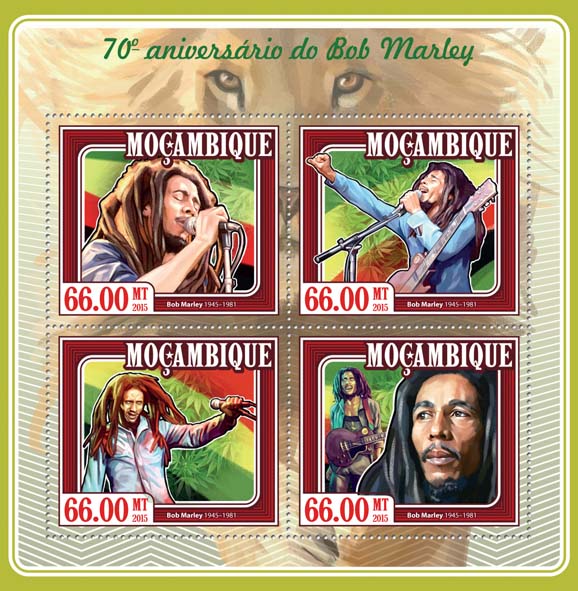 Bob Marley - Issue of Mozambique postage Stamps
