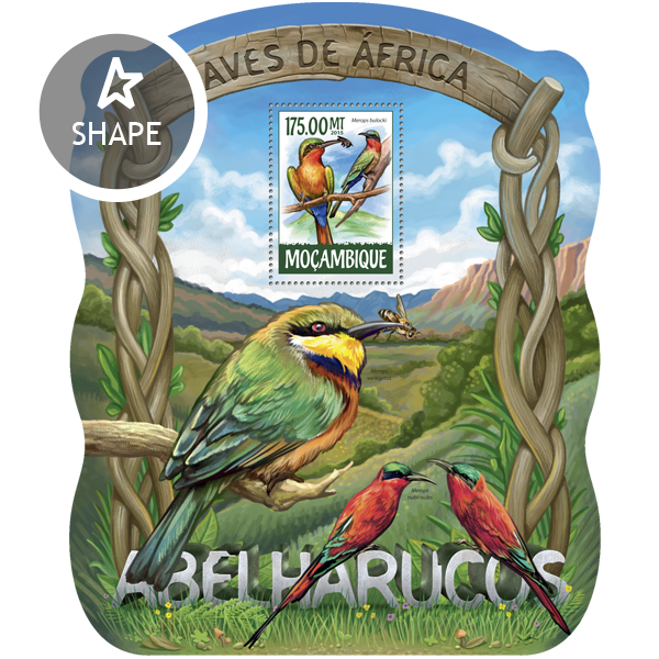 Bee-eaters - Issue of Mozambique postage Stamps
