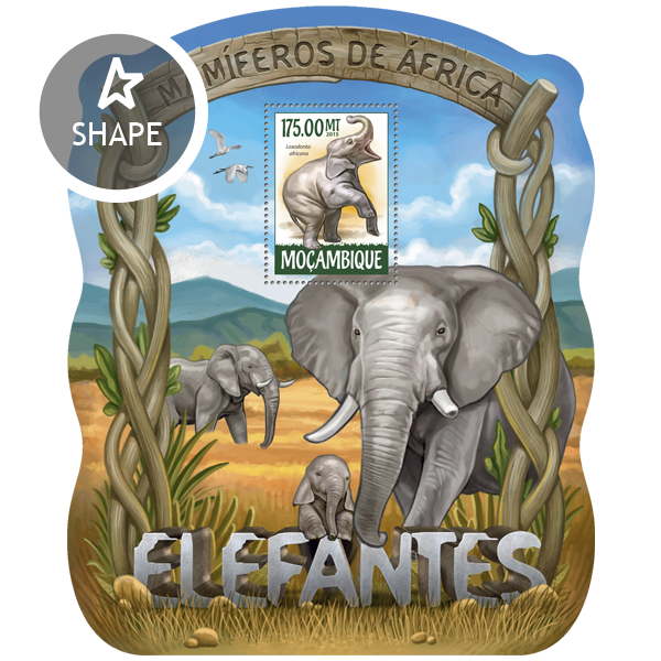 Elephants - Issue of Mozambique postage Stamps