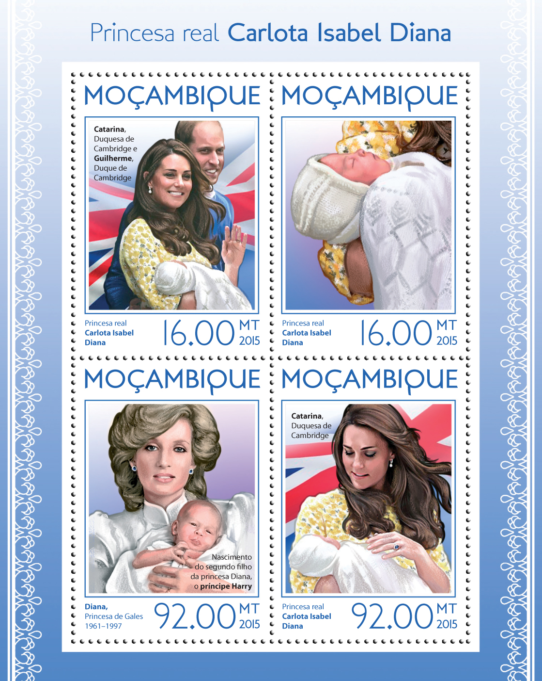 Princess Charlotte - Issue of Mozambique postage Stamps