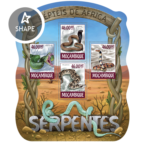 Snakes - Issue of Mozambique postage Stamps