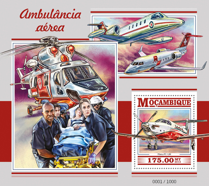 Air ambulance - Issue of Mozambique postage Stamps