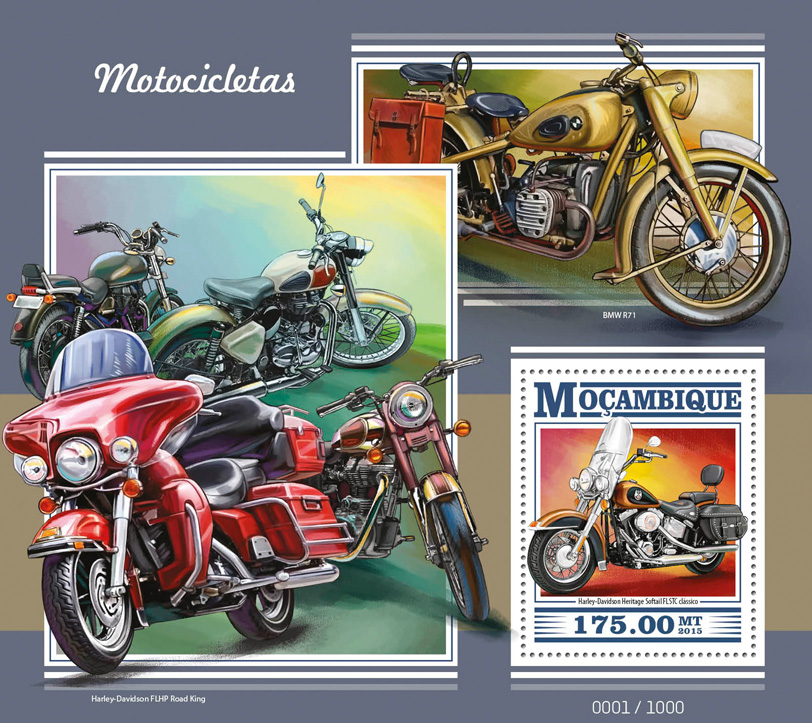 Motorcycles - Issue of Mozambique postage Stamps