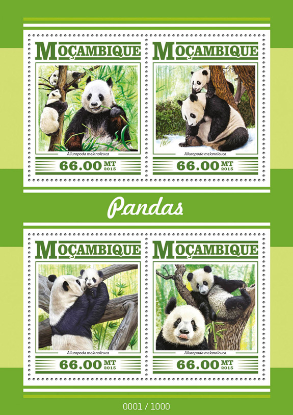 Pandas - Issue of Mozambique postage Stamps