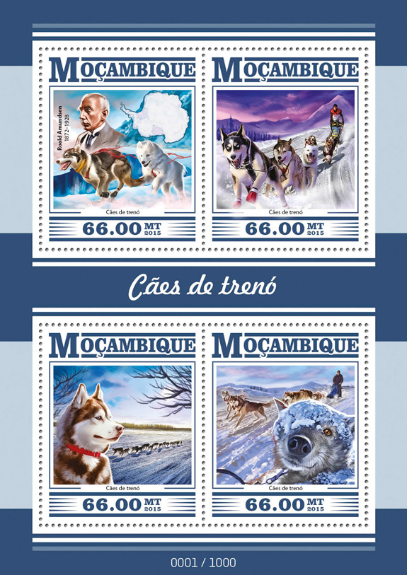 Sledge dogs - Issue of Mozambique postage Stamps