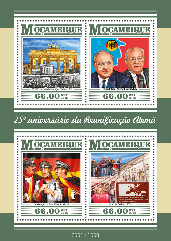 German reunification - Issue of Mozambique postage Stamps