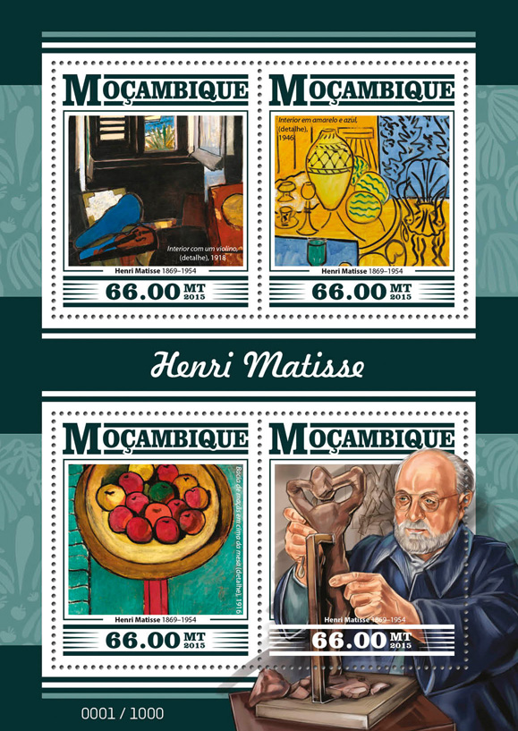 Henri Matisse - Issue of Mozambique postage Stamps