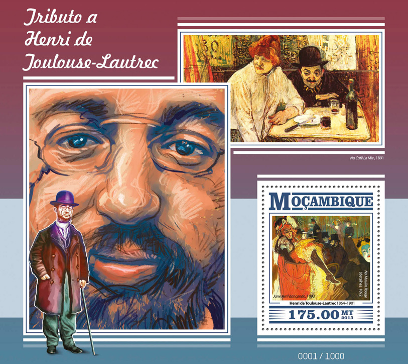 Henri de Toulouse-Lautrec - Issue of Mozambique postage Stamps