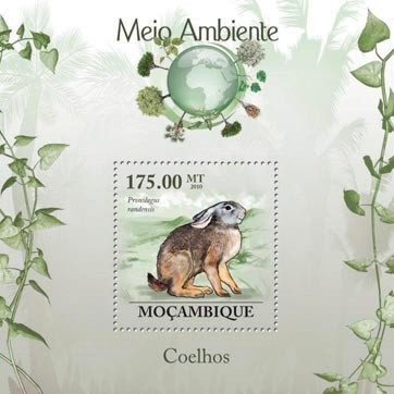 Rabbits (Pronolagus randensis) - Issue of Mozambique postage Stamps