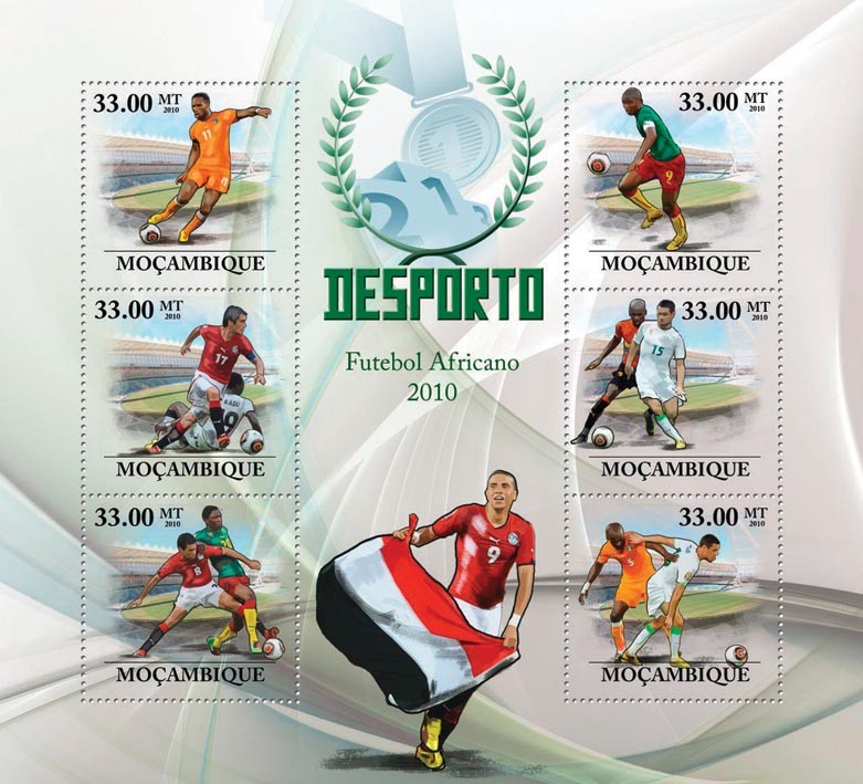 Football Players of Africa 2010 - Issue of Mozambique postage Stamps