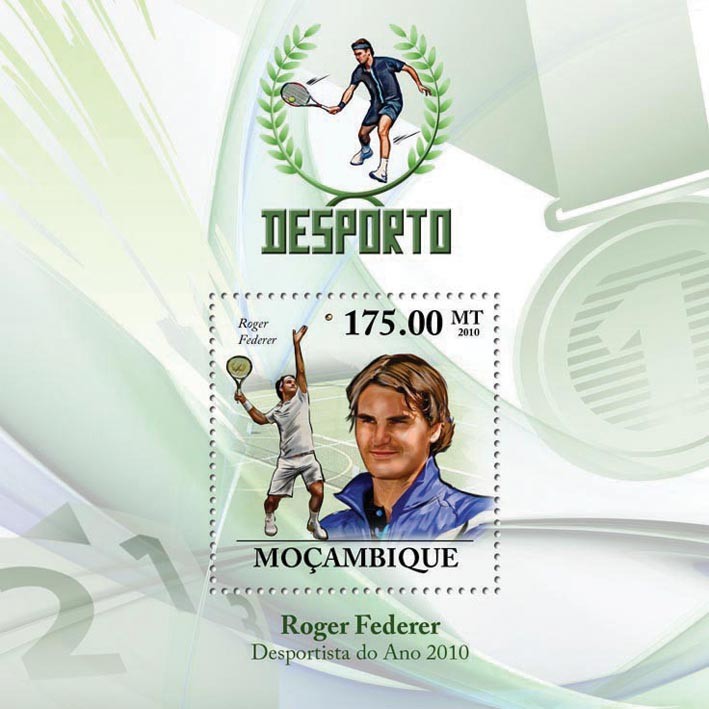 Roger Federer, ( Lawn Tennis ) - Issue of Mozambique postage Stamps