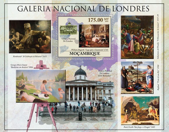 National Gallery of London, (Paintings). - Issue of Mozambique postage Stamps