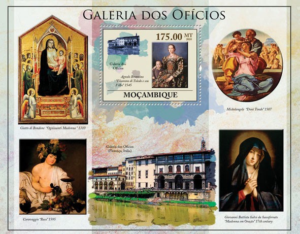 Uffizi Gallery, (Paintings). - Issue of Mozambique postage Stamps