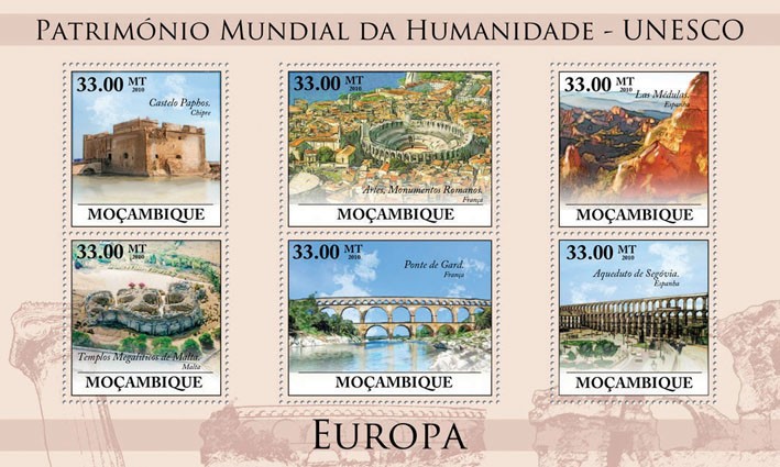 World Heritage Site - Issue of Mozambique postage Stamps