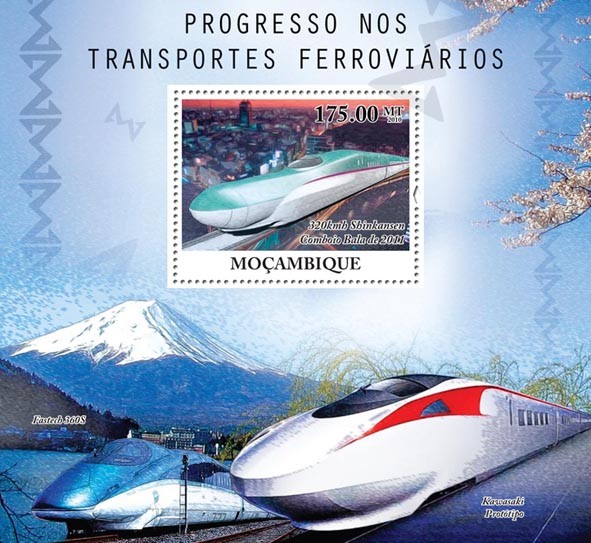 Speed Japan Trains. - Issue of Mozambique postage Stamps